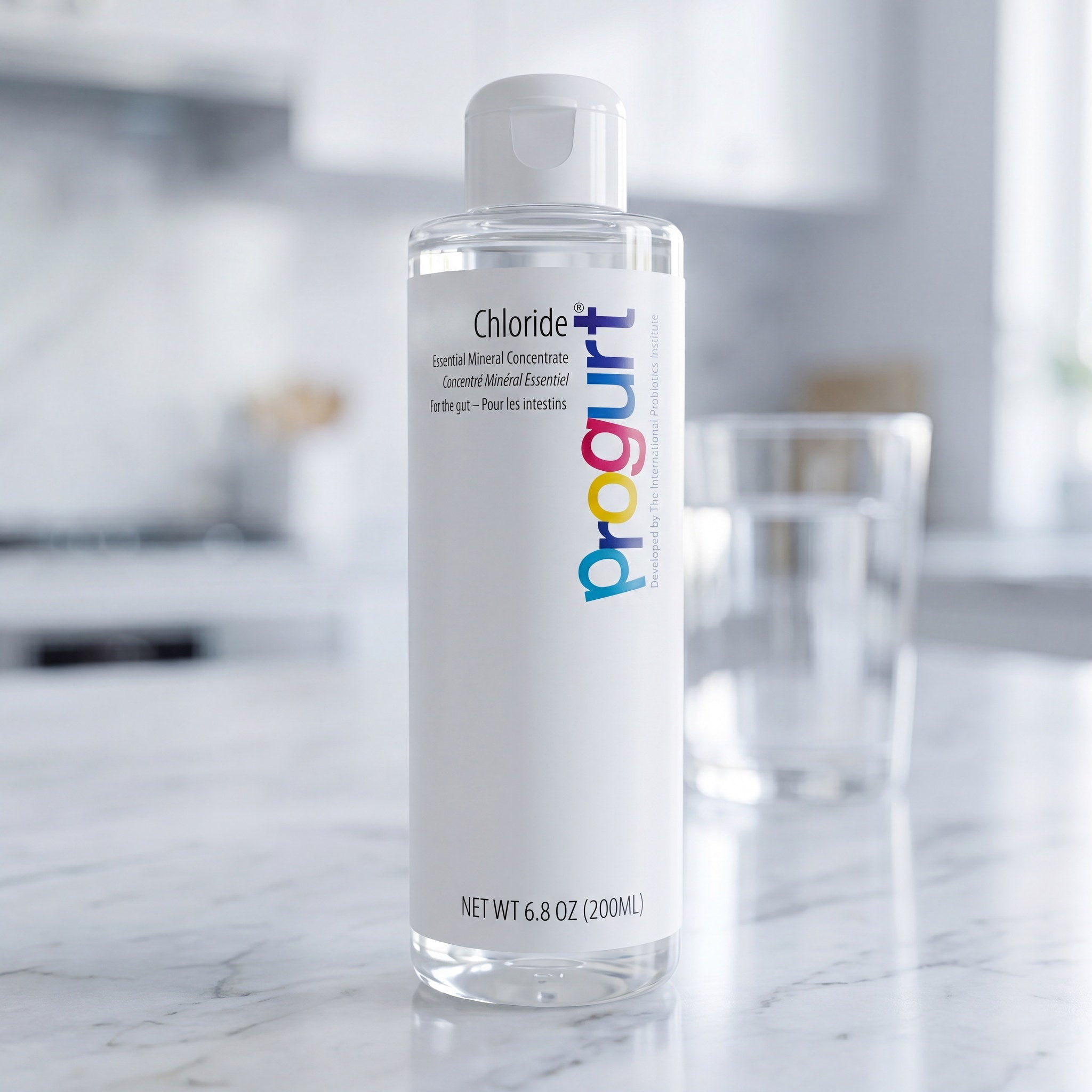 Chloride bottle on marble in a calm morning routine