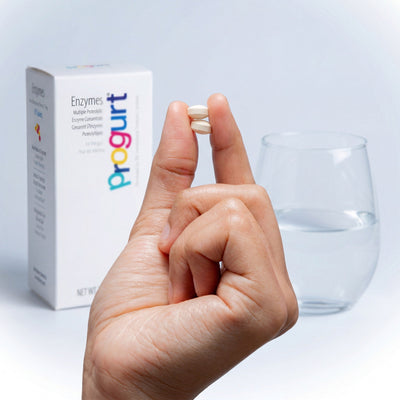 Taking Progurt Enzymes with water as part of a daily routine