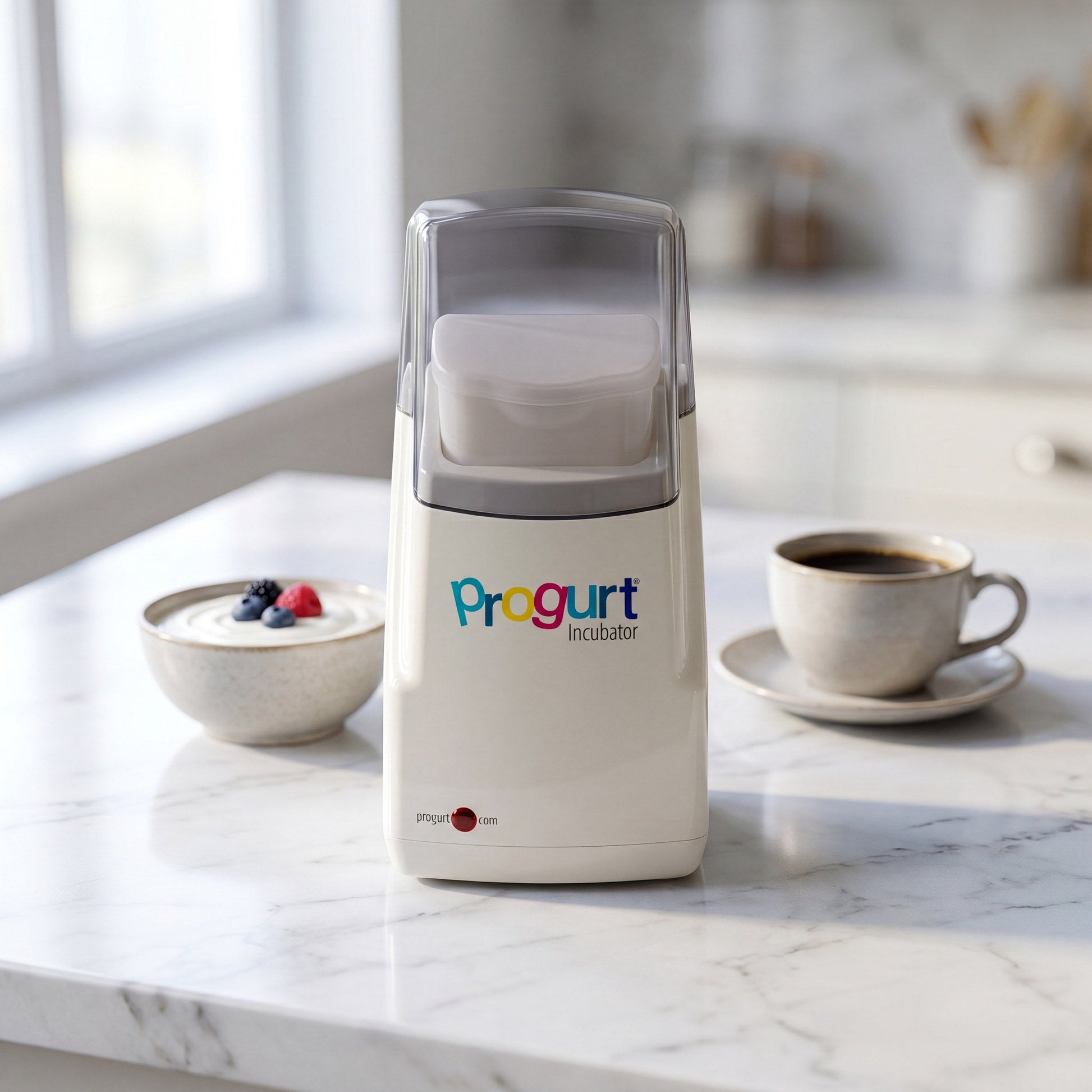 Progurt Incubator on a kitchen bench in use